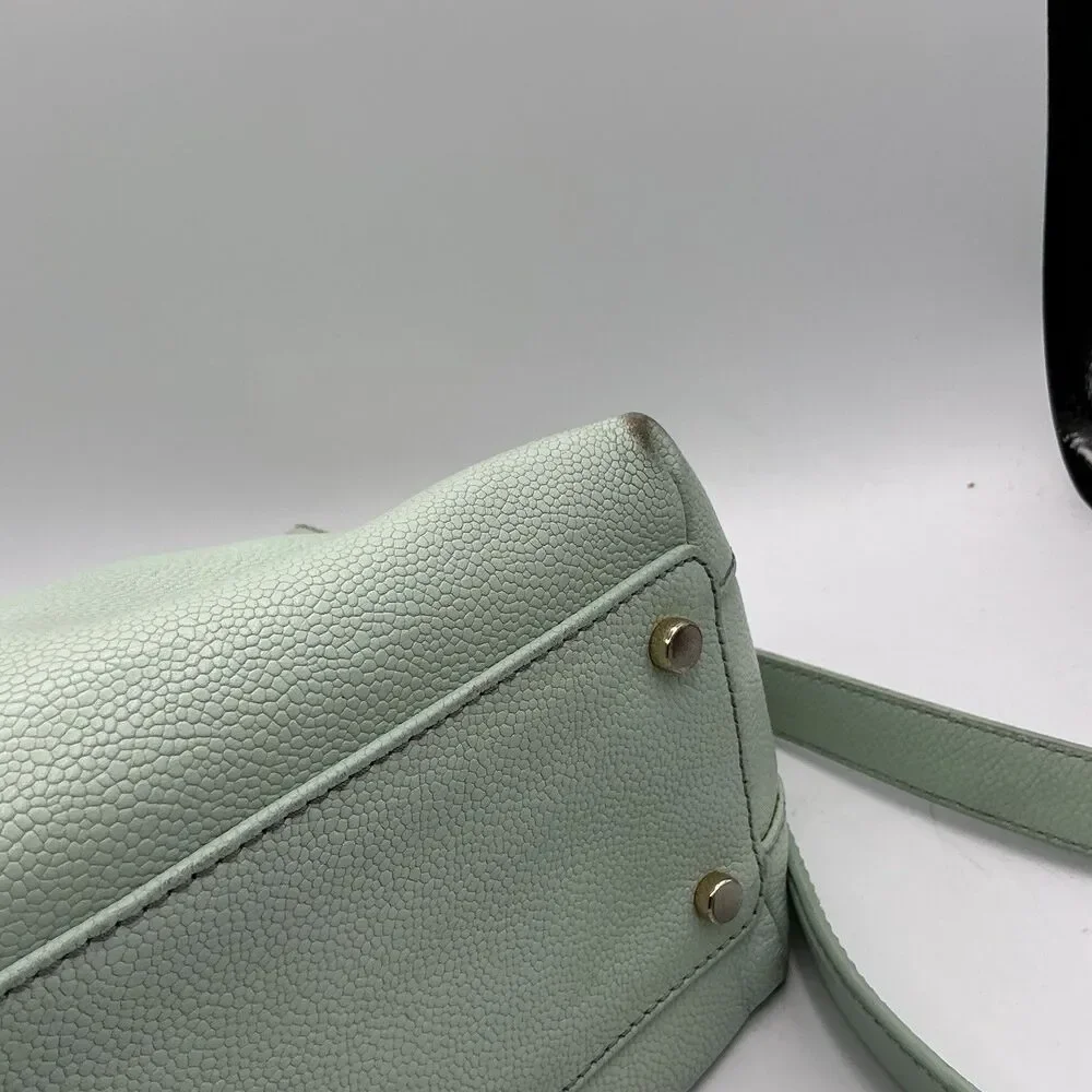 Kate Spade Mint Green Pebbled Leather Shoulder Crossbody Bag Chain Strap